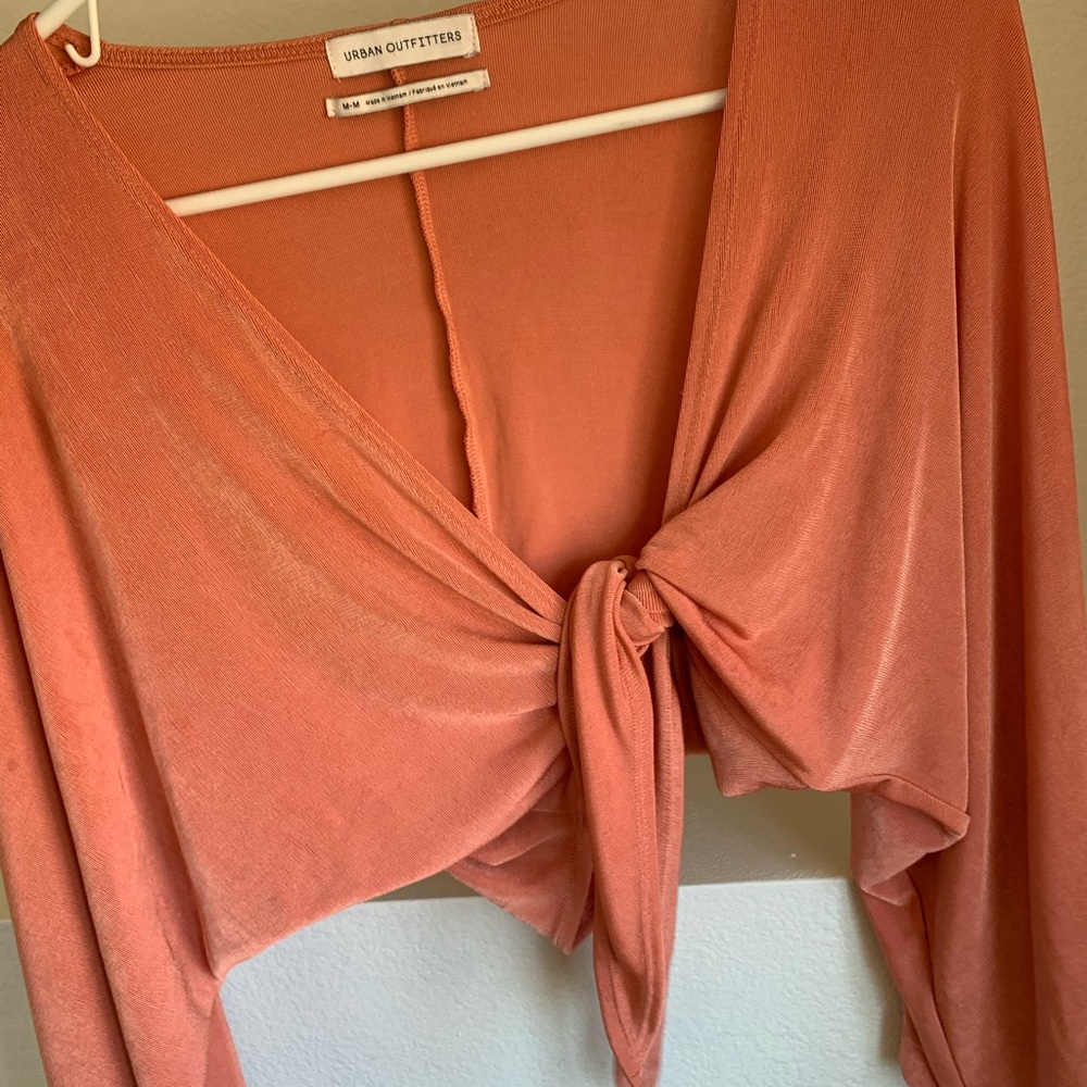Urban outfitters coral self tie crop top